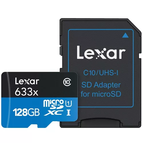 CARTE MEMOIRE 128GB MICRO SDXC 633X CL 10UHS -1+ ADAPTER LEXAR