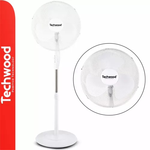 VENTILATEUR SUR PIED ROND 40 CM BLANC TECHWOOD