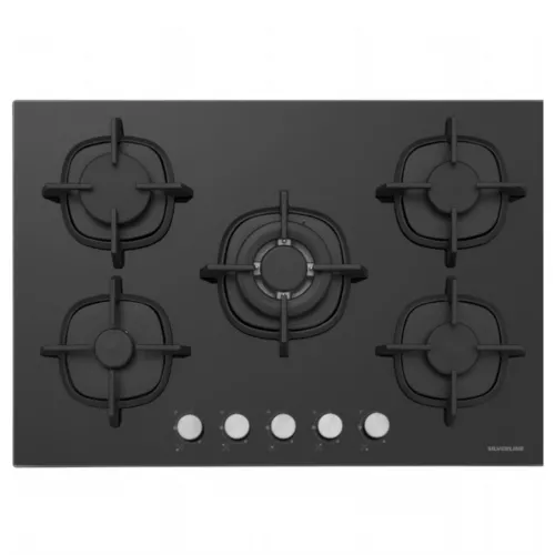 TABLE DE CUISSON EN VERRE NOIR 5F A GAZ  SILVERLINE