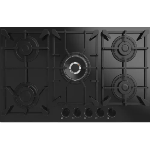 TABLE DE CUISSON 5F 90CM VERRE NOIR EN FONTE SCHNEIDER