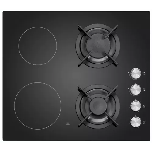 TABLE DE CUISSON 4F MIXTE  EN VERRE NOIR 60 cm PYRAMIS