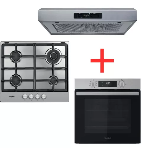 TRIO HOTTE WSLK65LSX+TABLE CUISSON TGML661IX+FOUR OMR55HR0X WHIRLPOOL
