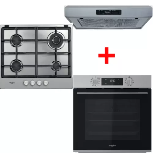 TRIO HOTTE WSLK65LSX+TABLE CUISSON TGML661IX+FOUR OMK58HR0X WHIRLPOOL
