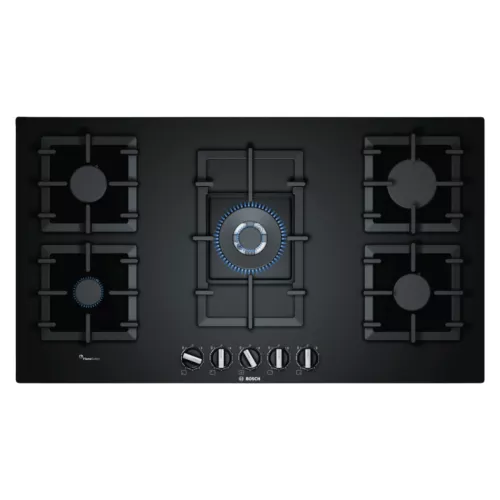 TABLE DE CUISSON 90CM EN VERRE GAZ NOIR BOSCH