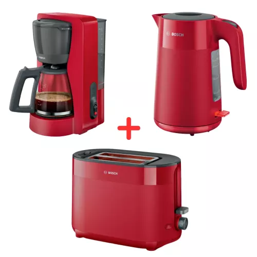 CAFETIERE TKA2M114+BOUILLOIRE TWK2M164+TOASTER TAT2M124 ROUGE BOSCH