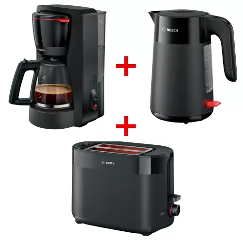 CAFETIERE TKA2M113+BOUILLOIRE TWK2M163+TOASTER TAT2M123 NOIR BOSCH