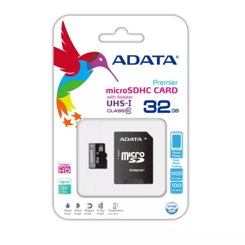 CARTE MICRO SDHC/SDHC 32GB CLASS 10 ADATA