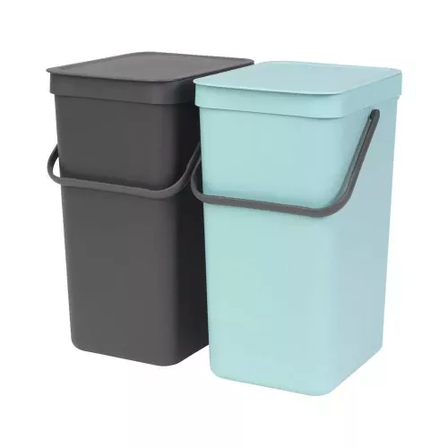 Poubelle Black et Bleu Gris Sort & Go 16 L avec fixation BRABANTIA